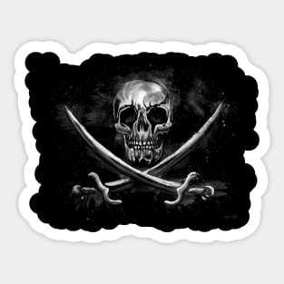 Creepy pirate skull with crossed swords, Jolly Roger Sticker